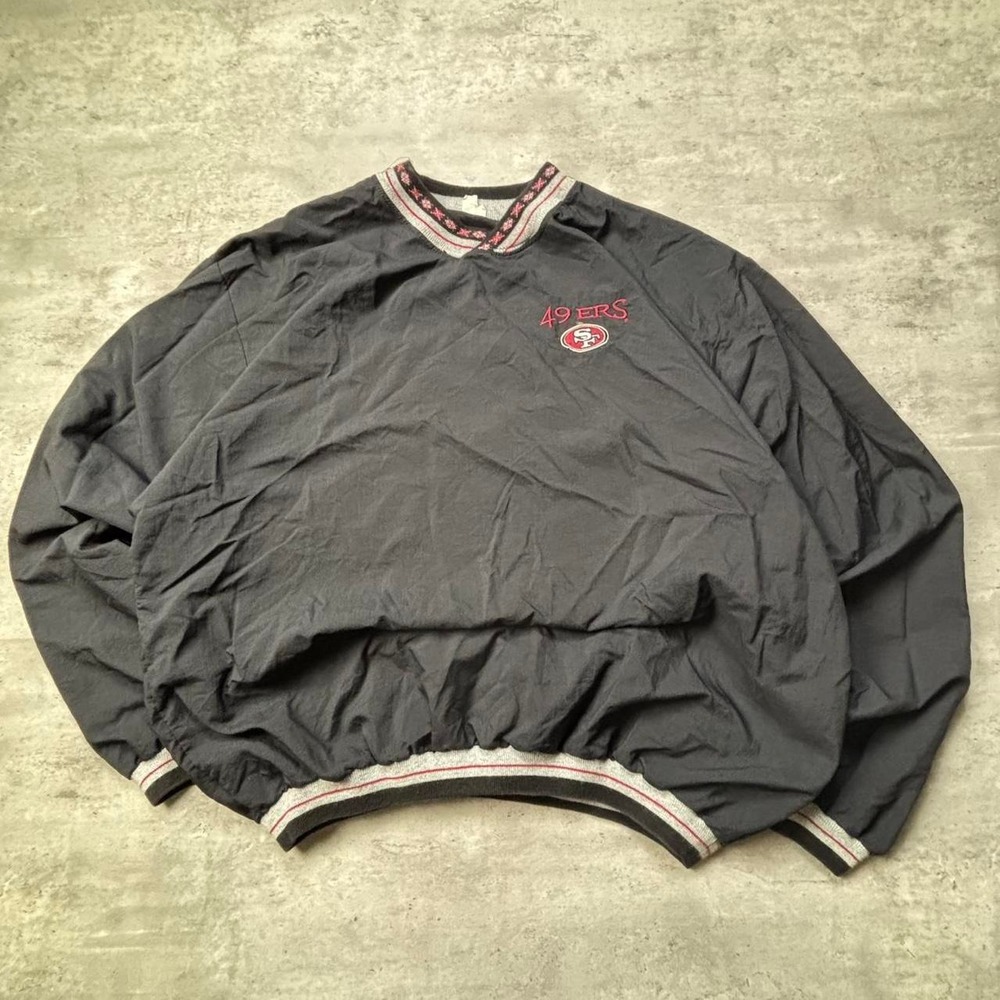 Vintage San Francisco 49ers Pullover Mens L Black Embroidered 80s Crewneck